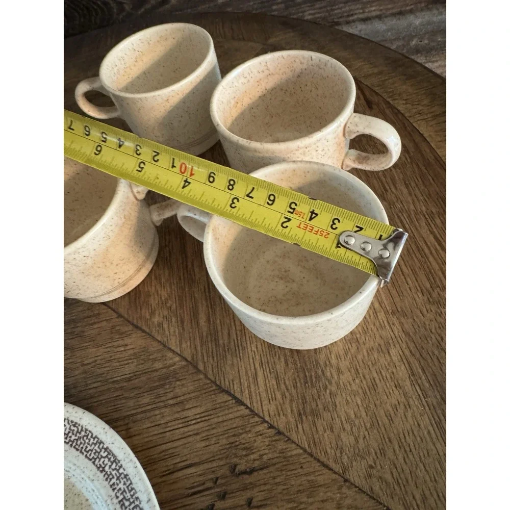 Homer Laughlin Homestead Dinnerware Wheat Stoneware ‎ Plate 4 Coffee Cups, Mugs